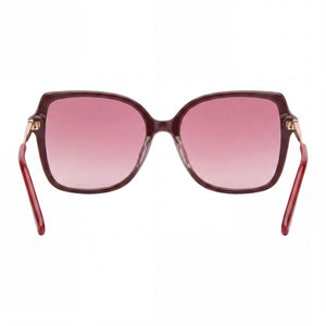 Carolina Herrera Seasonal Square Sunglasses for Women — interior view, Burgundy Gold lens detail
