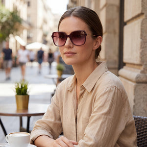 Carolina Herrera Seasonal Red Sunglasses Women — outdoor wear, Burgundy Gold lens