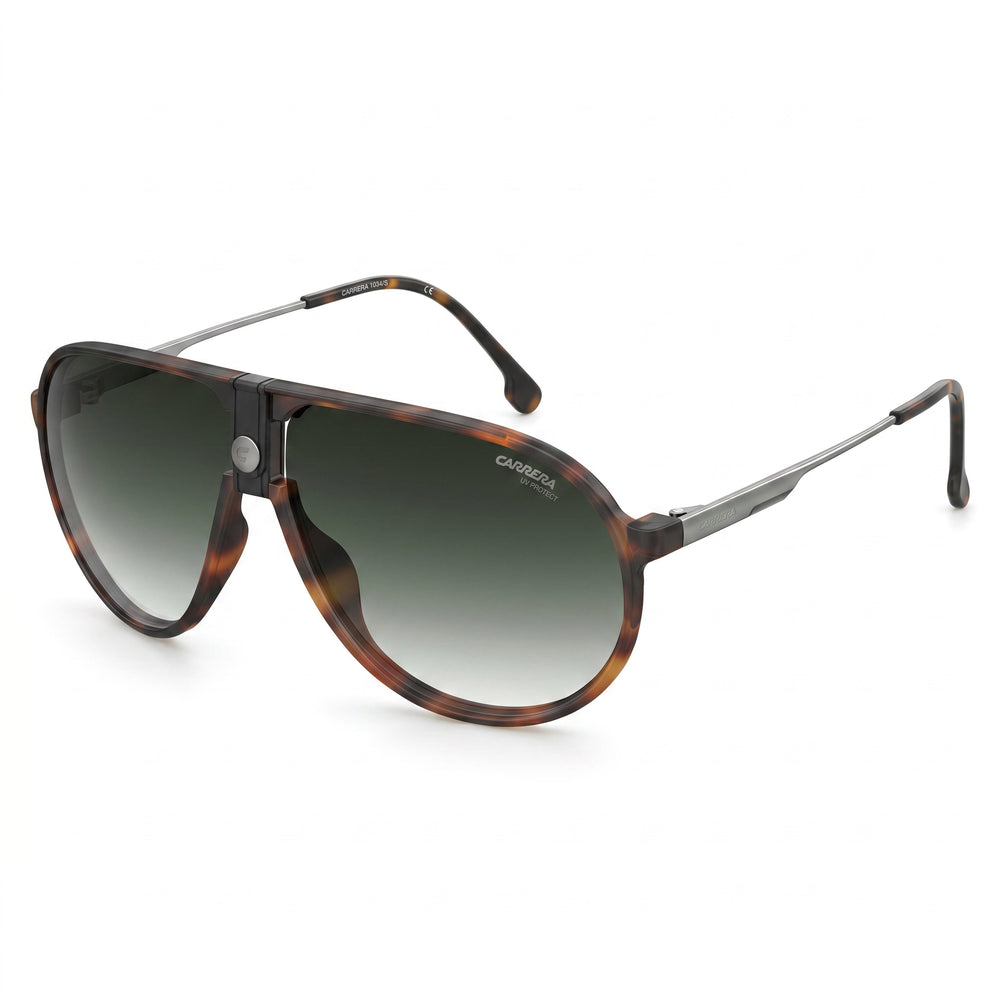 Carrera 1034/S Havana Aviator Sunglasses for Men, Green Shaded lens