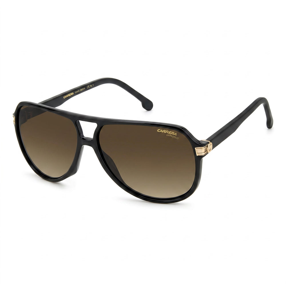 Carrera 1045/S Black Aviator Sunglasses Unisex, Brown shaded gradient lens