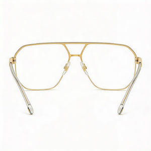 Carrera 1135 Aviator Eyeglasses Men — side view, Gold Alloy Steel temples