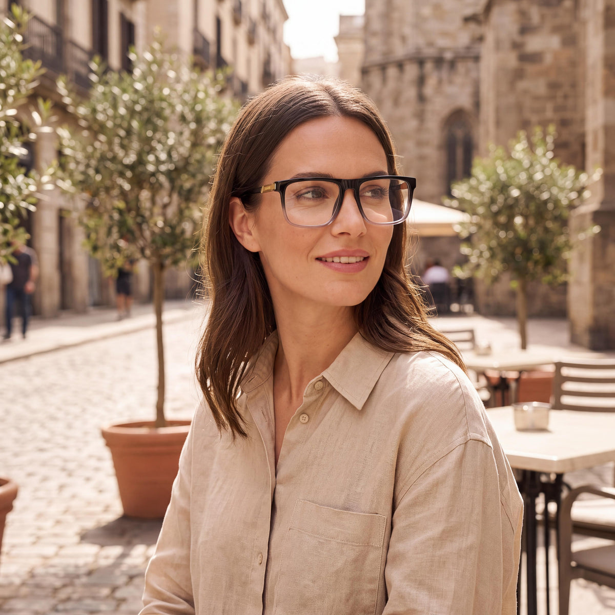 Gafas Carrera 1136 para mujer, montura rectangular de metal color gris negro con lentes color gris negro, 56 mm, Photo 3