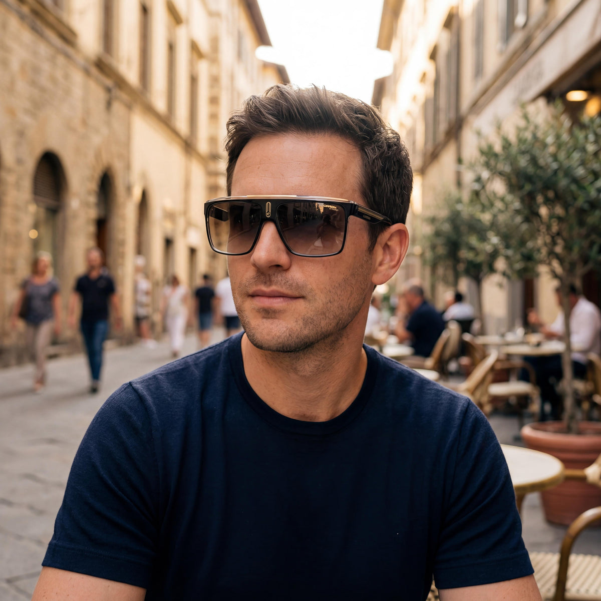 Carrera 22/N Black Rectangle Sunglasses for Men, 63mm, Photo 5