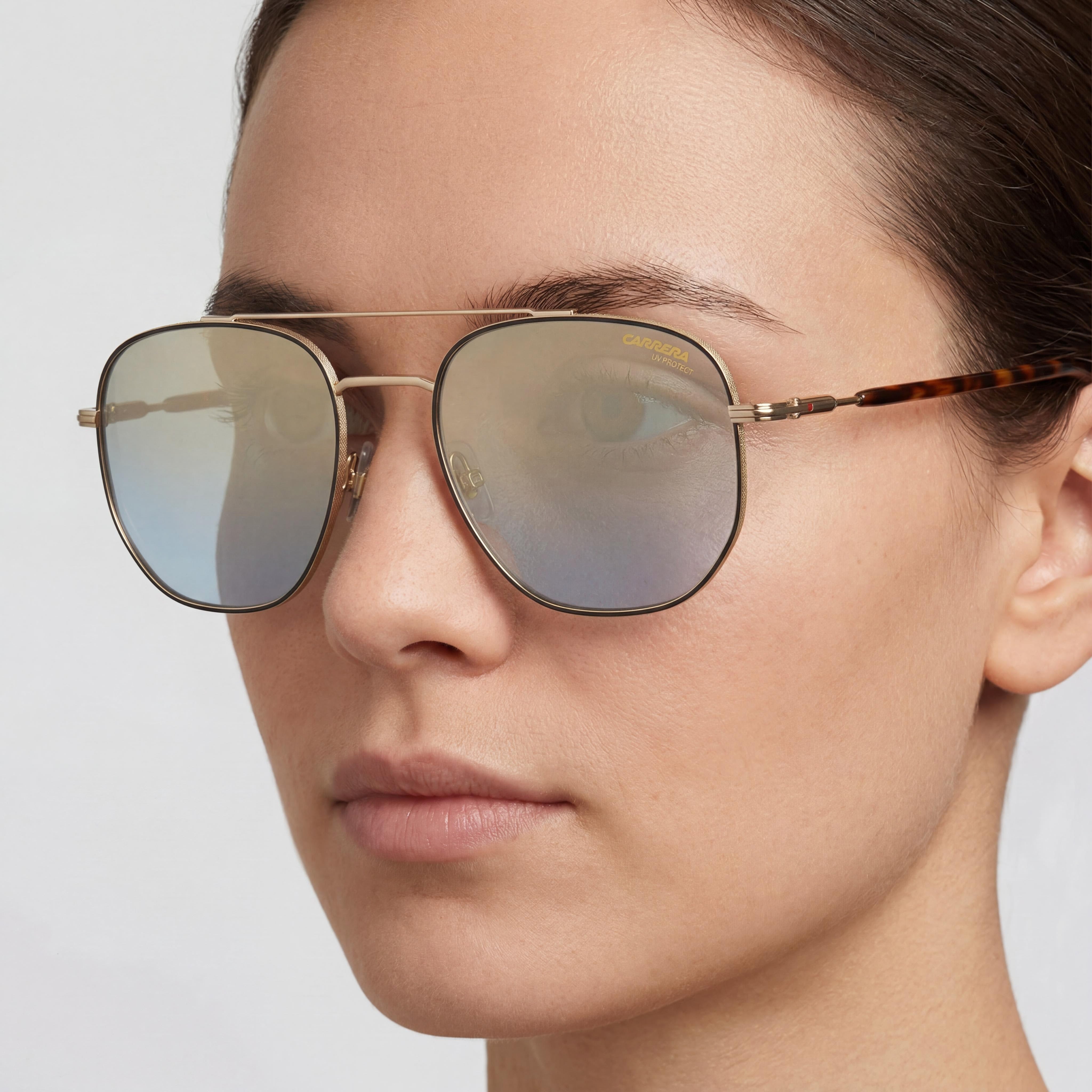 Gafas de sol unisex Carrera 236/S Gold Havana Aviator con cristales de espejo, 54mm, Photo 5