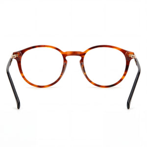 Carrera 284 Round Eyeglasses Unisex — side view, Brown Horn Acetate temples