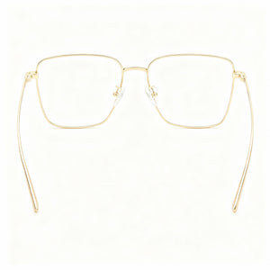 Carrera 3022 Rectangle Eyeglasses Women — side view, Gold Metal temples