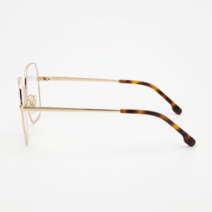 Carrera 3035 Square Eyeglasses Women — side view, Gold Stainless Steel temples