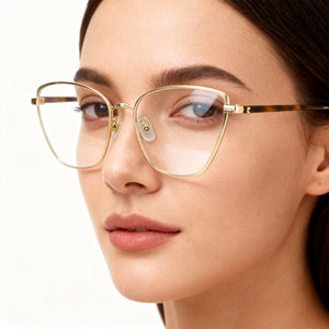 Carrera 3039 Cat Eye Eyeglasses Women — side view, Gold, Metal temples