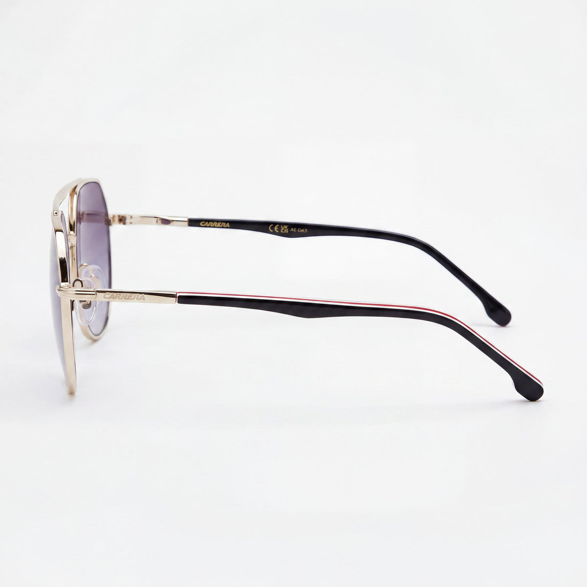 Gafas de sol aviador unisex Carrera 303/s negras con franja dorada, 53 mm, Photo 3
