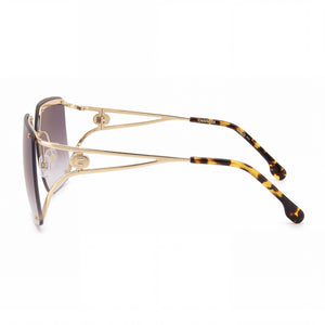 Carrera 3041/S Rectangle Sunglasses Women — side view, Non-Polarized Grey Shaded Gold Mirror lens