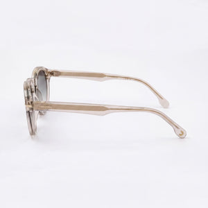 Carrera 306/s Round Sunglasses Women — side view, Non-Polarized Grey Shaded Gold Mirror lens