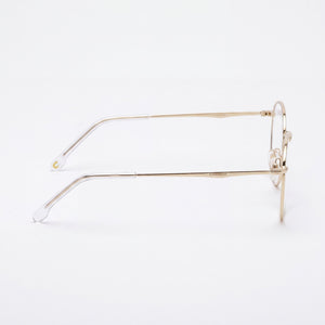 Carrera 307 Round Eyeglasses Women — side view, Gold Crystal Alloy Steel temples