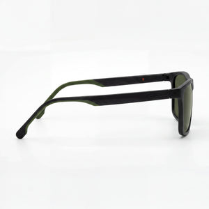 Carrera 8047/S Rectangle Sunglasses Men — side view, Non-Polarized Black Green lens