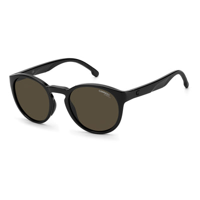 Carrera 8056/S Black Round Sunglasses for Men, Black lens