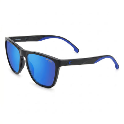 Carrera 8058/S Black Rectangle Sunglasses Unisex, Black Blue lens