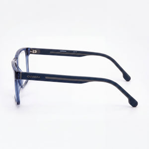 Carrera 8885 Rectangle Eyeglasses Unisex — side view, Blue Polyamide temples