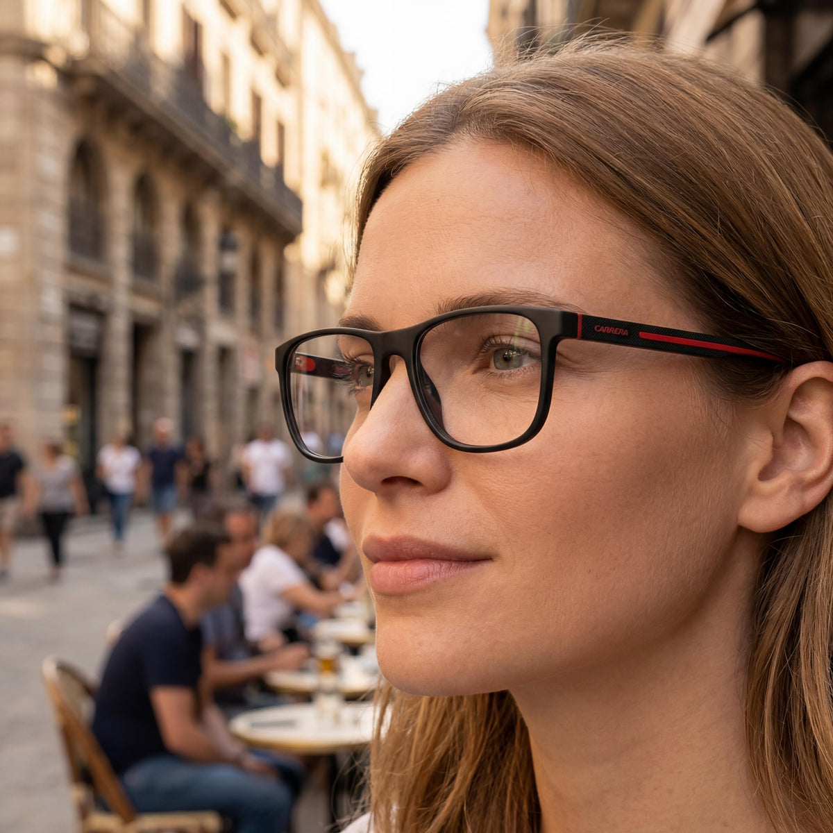 Gafas rectangulares Carrera 8892 negras y rojas para mujer, 55mm, Photo 4