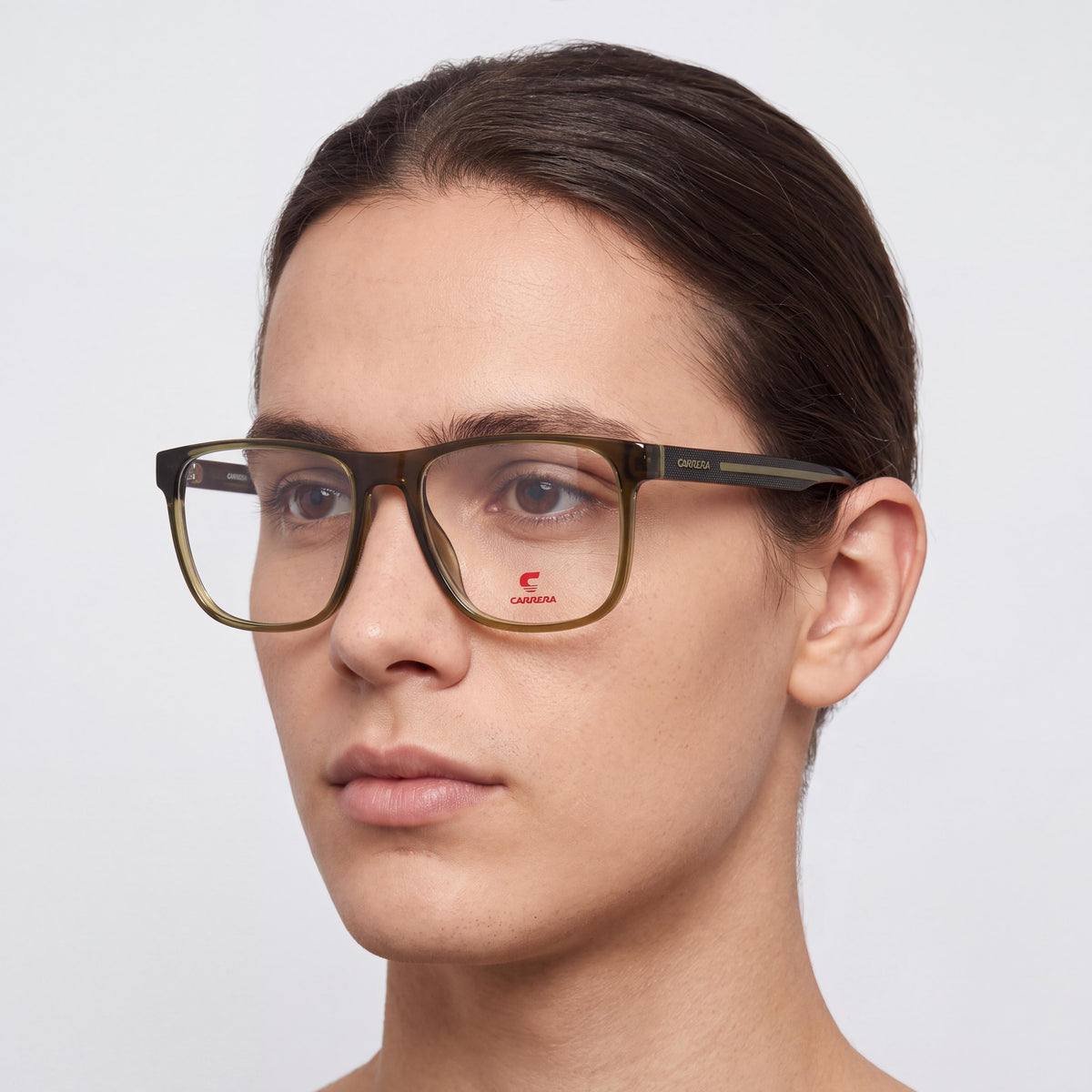Gafas Carrera 8892 de montura moderna unisex de propionato, color negro oliva, lentes de policarbonato no polarizadas, 55 mm, Photo 3