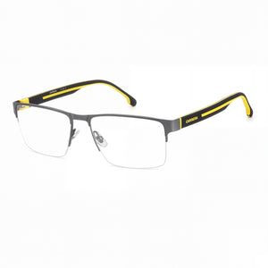 Carrera 8893 Matte Dark Ruthenium Silver Rectangle Eyeglasses for Men, Stainless Steel frame
