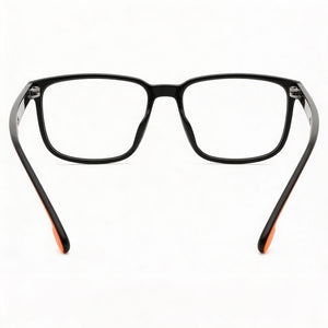 Carrera 8894 Rectangle Eyeglasses Unisex — side view, Black Orange Polyamide temples
