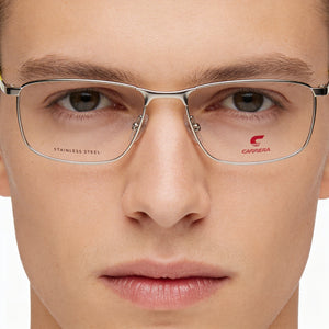 Carrera 8900 Rectangle Eyeglasses Unisex — side view, Silver frame