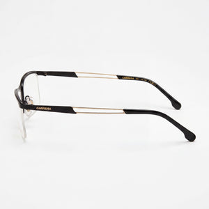 Carrera 8901 Rectangle Eyeglasses Unisex — side view, Matte Black Gold Alloy Steel temples