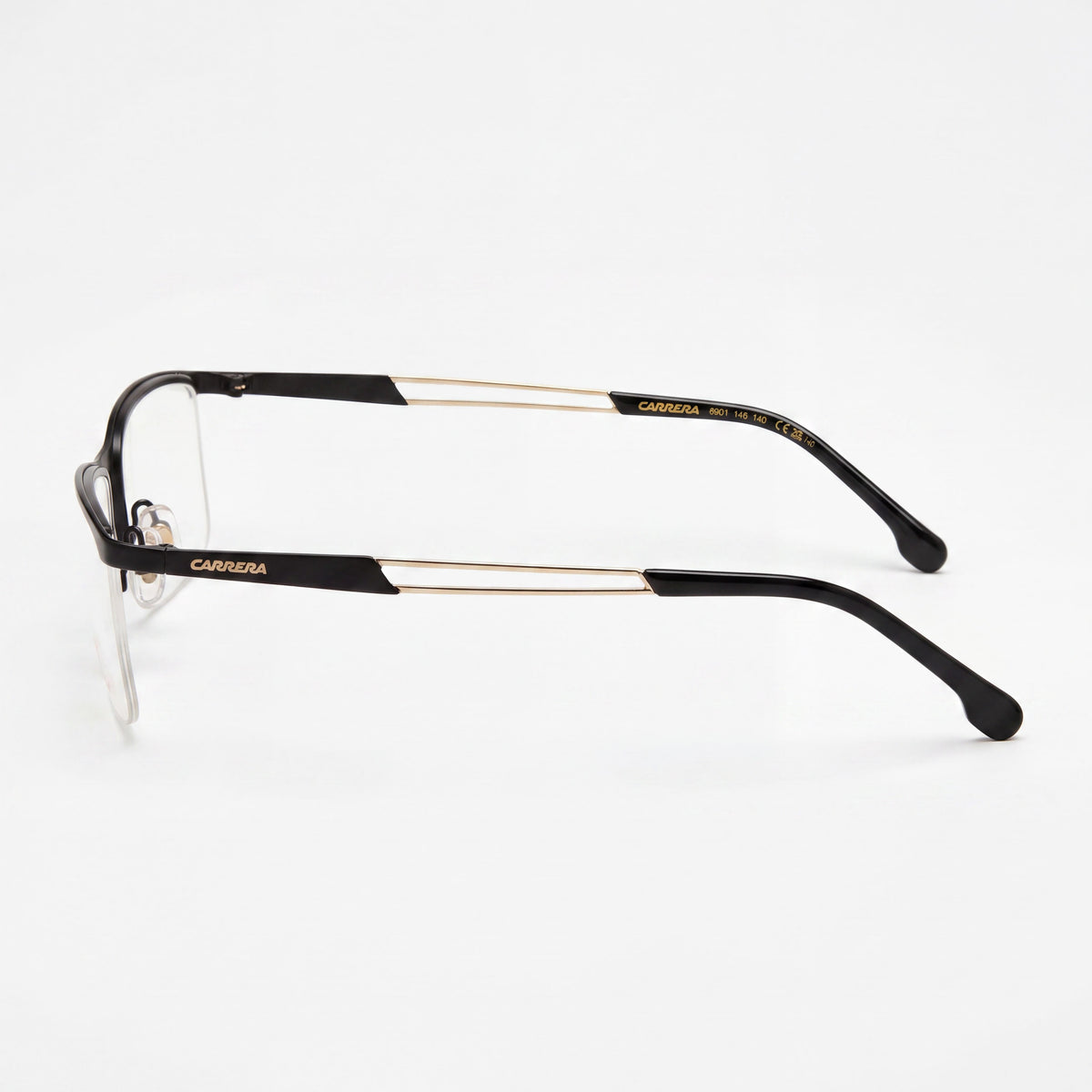 Gafas rectangulares unisex Carrera 8901 negro mate y dorado, 54 mm, Photo 3