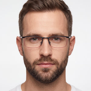 Carrera 8901 Rectangle Eyeglasses Men — side view, Black Stainless Steel temples