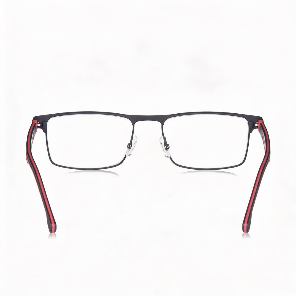 Carrera Rectangle Eyeglasses Men — side view, Black Alloy Steel temples