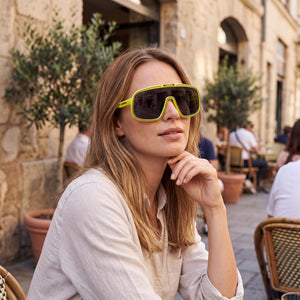 Carrera C Sport 02/S Mask Yellow Black Sunglasses Unisex — lifestyle wear, rooftop evenings and sunset hours