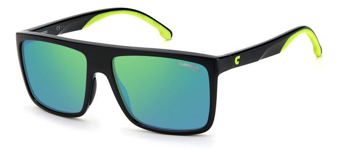 Carrera CA8055/S Black Rectangle Sunglasses for Men, Green Mirror lens