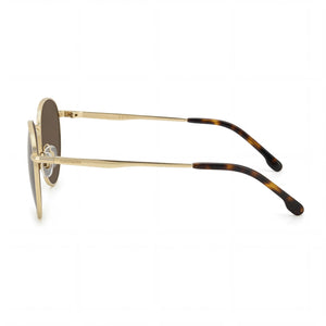 Carrera Casual Round Sunglasses Men — side view, Non-Polarized Gold Brown Havana lens