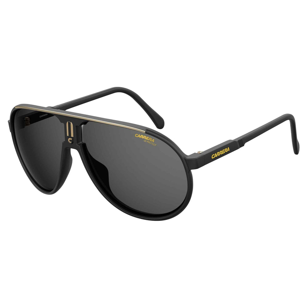 Carrera CHAMPION/N Black Aviator Sunglasses Unisex, Dark Grey Gradient lens