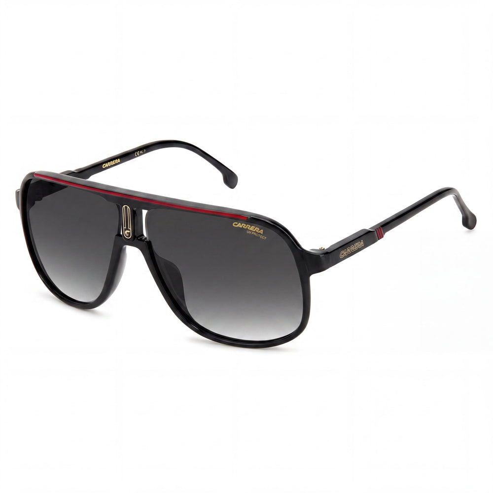 Carrera Contemporary Black Aviator Sunglasses Unisex, Black Red lens