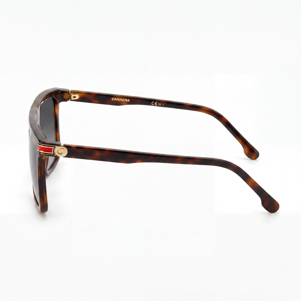 Carrera Contemporary Rectangle Sunglasses Men — side view, Non-Polarized Dark Grey Shaded lens