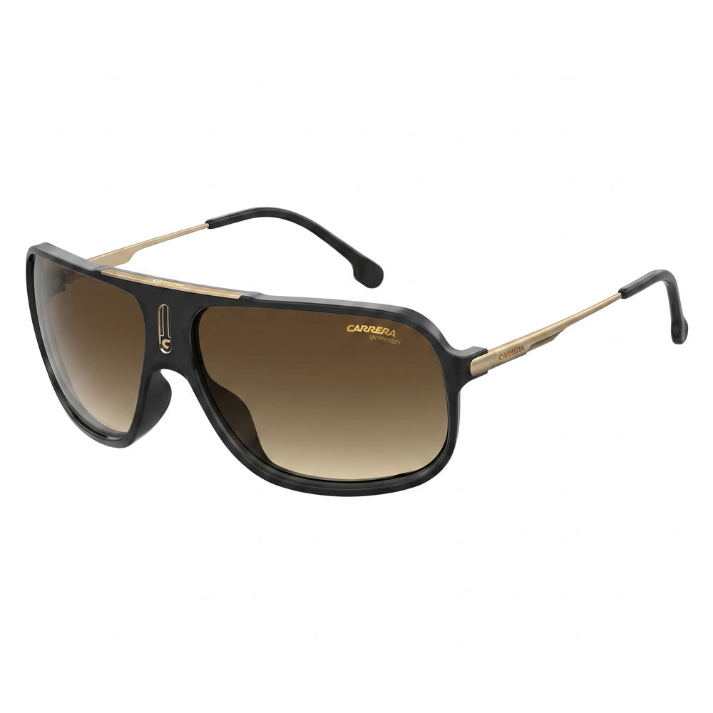 Carrera COOL65 807/HA Black Aviator Unisex Sunglasses, Brown Gradient lens