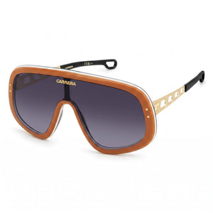 Carrera FLAGLAB 17 Gold Rectangle Sunglasses for Men, Dark Grey Shaded lens