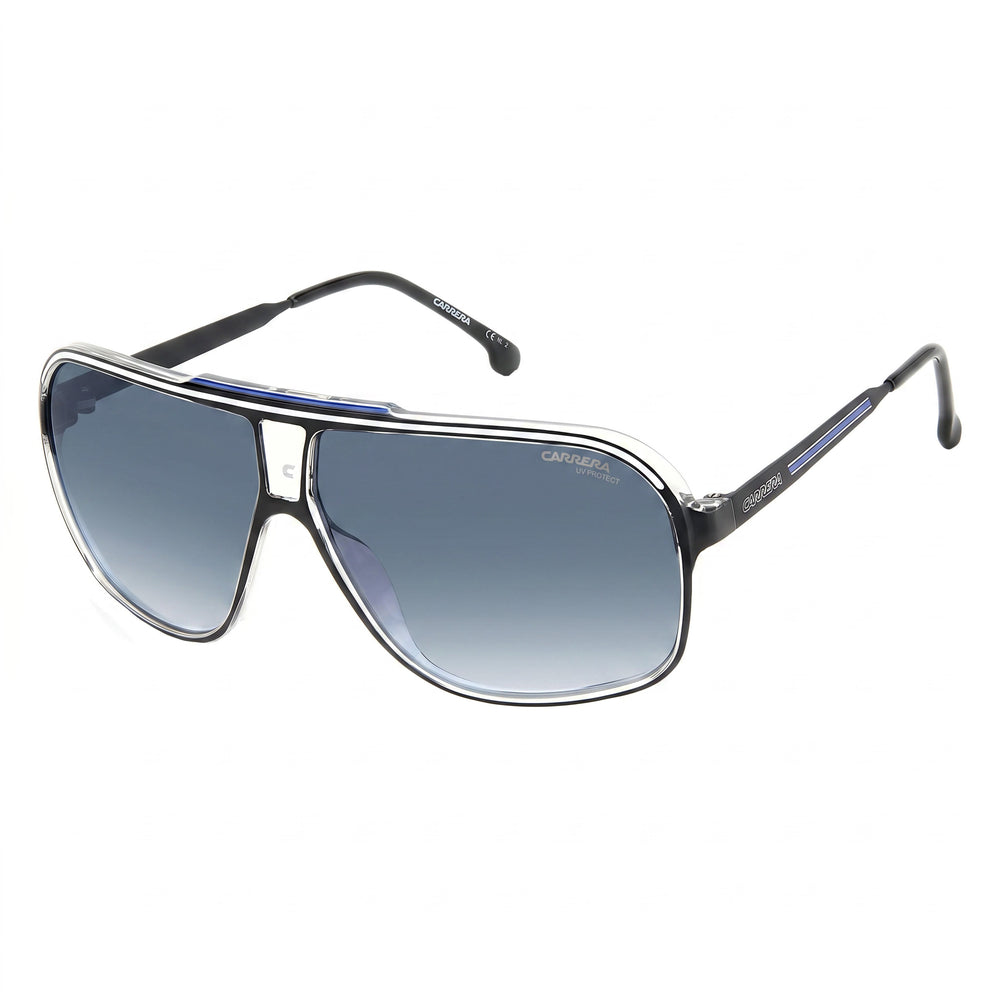 Carrera Grand Prix 3 Black Aviator Sunglasses Unisex, Blue Gradient lens