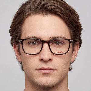Carrera Rectangle Eyeglasses Unisex — side view, Havana Plastic temples