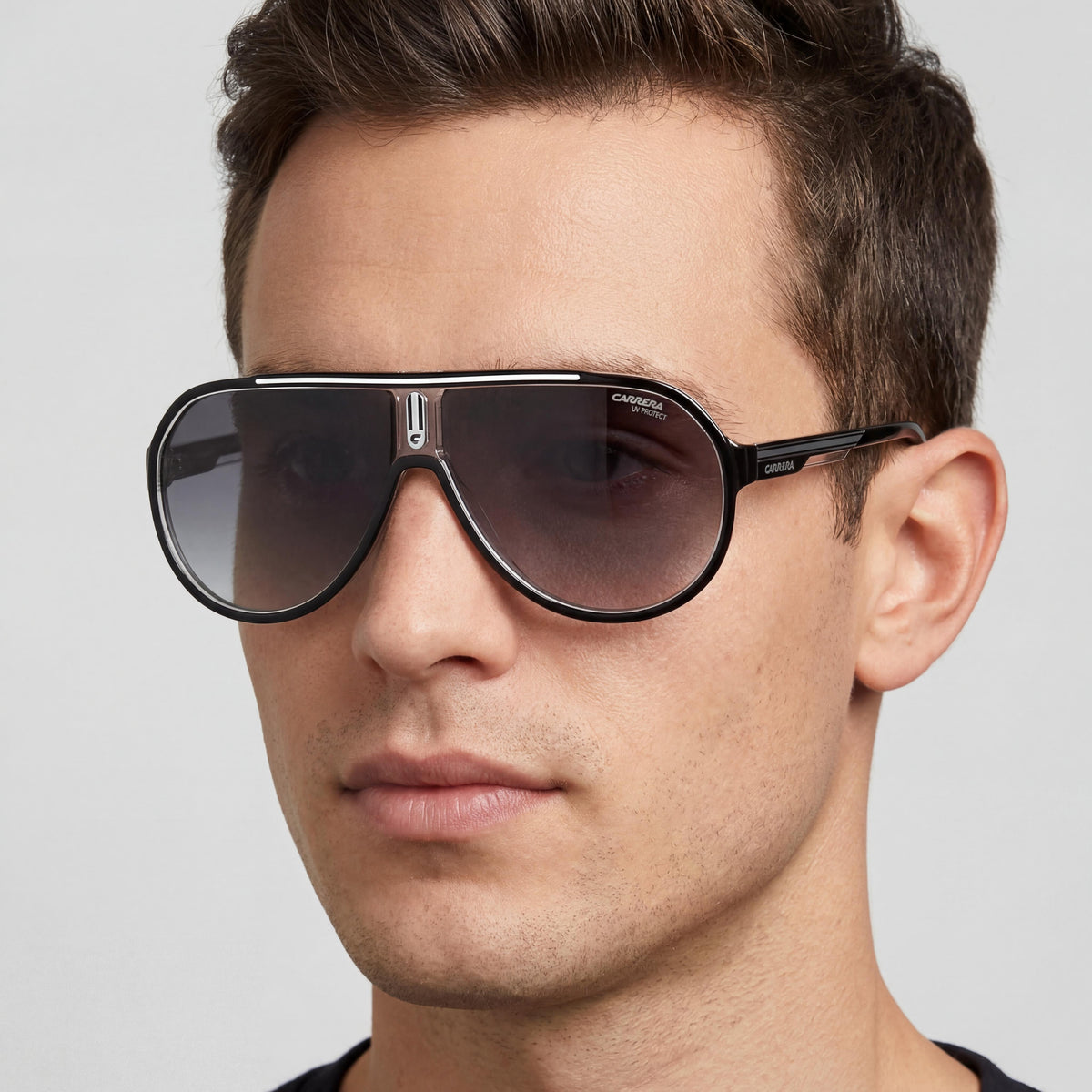 Gafas de sol aviador Carrera Modern en blanco y negro, unisex, 64 mm, Photo 4
