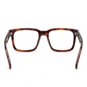 Carrera Modern Rectangle Eyeglasses Unisex — side view, Brown Horn Acetate temples