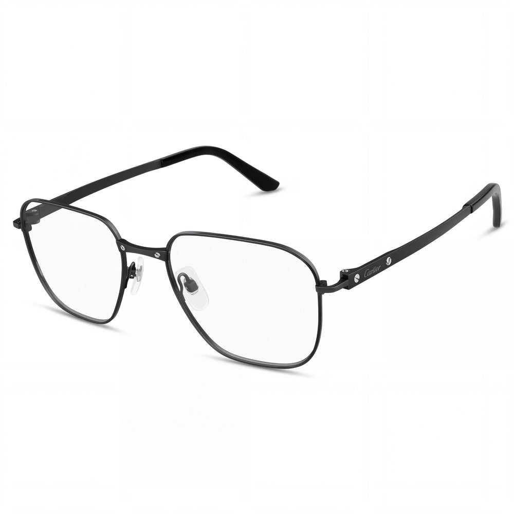 Cartier CT0553O Black Square Eyeglasses for Men, Titanium frame