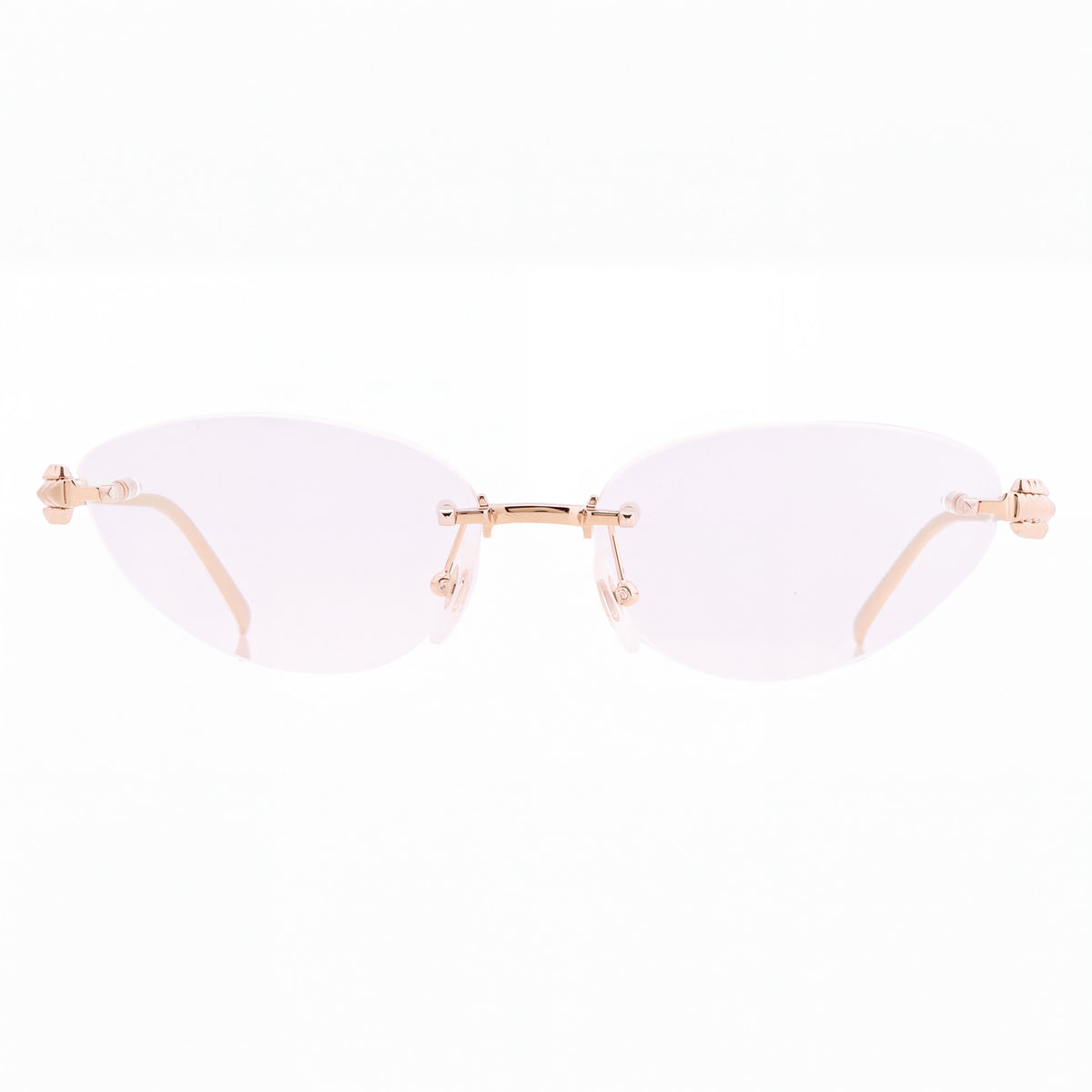 Montura de gafas Cartier Women's Clash de Cartier CT0565O 001 tipo ojo de gato, de metal dorado y sin borde, ancho de lente de 57 mm, Photo 2