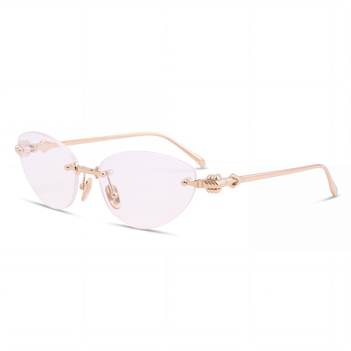 Montura de gafas Cartier Women's Clash de Cartier CT0565O 001 tipo ojo de gato, de metal dorado y sin borde, ancho de lente de 57 mm, Photo 1