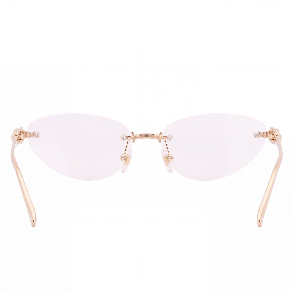 Cartier CT0565O 001 Cat Eye Eyeglasses Women — side view, Gold Metal temples