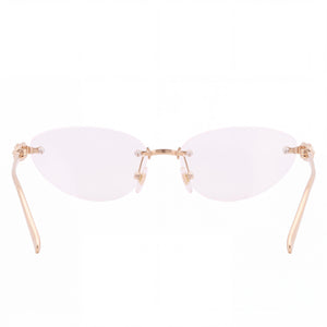 Cartier CT0565O 001 Cat Eye Eyeglasses Women — side view, Gold Metal temples