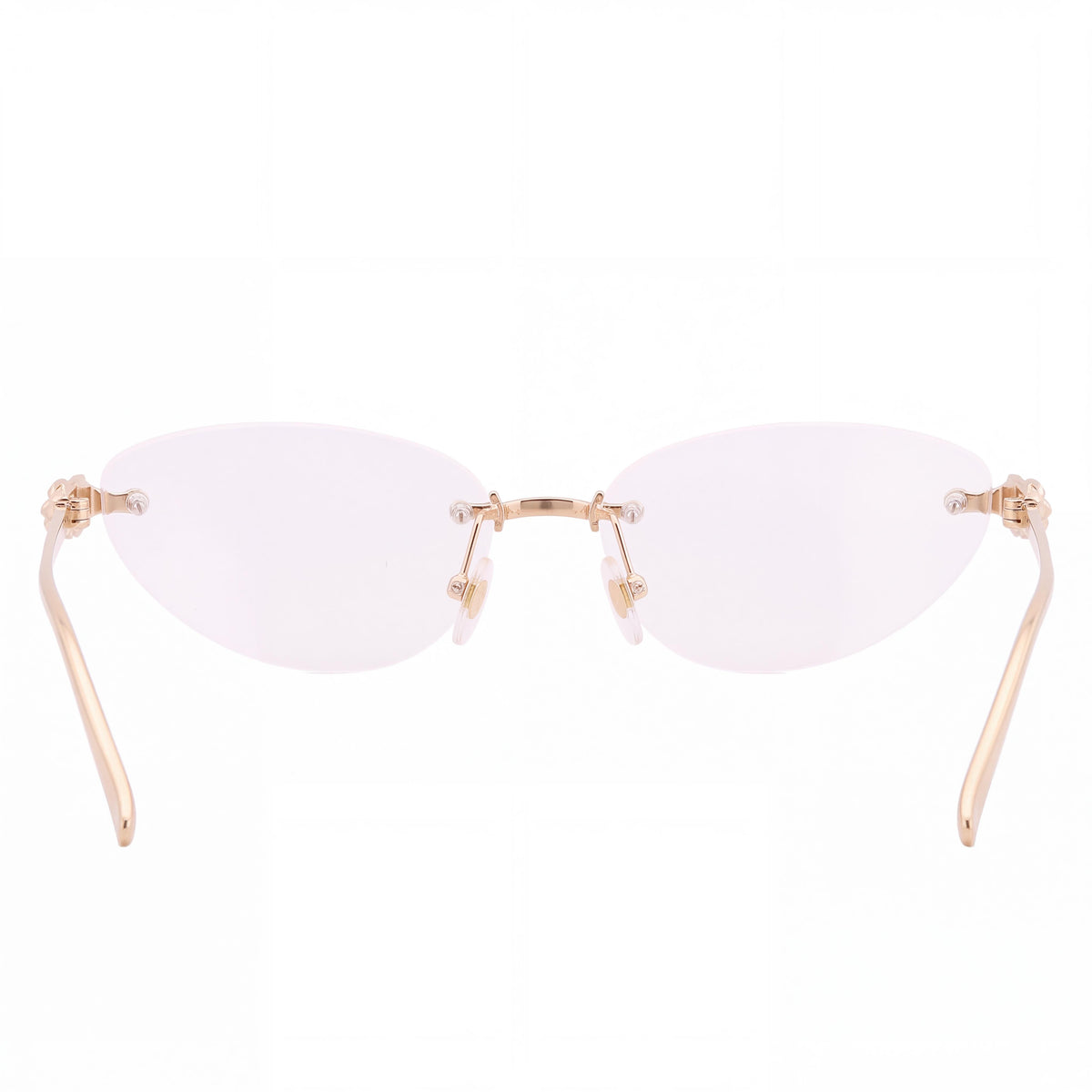 Montura de gafas Cartier Women's Clash de Cartier CT0565O 001 tipo ojo de gato, de metal dorado y sin borde, ancho de lente de 57 mm, Photo 3