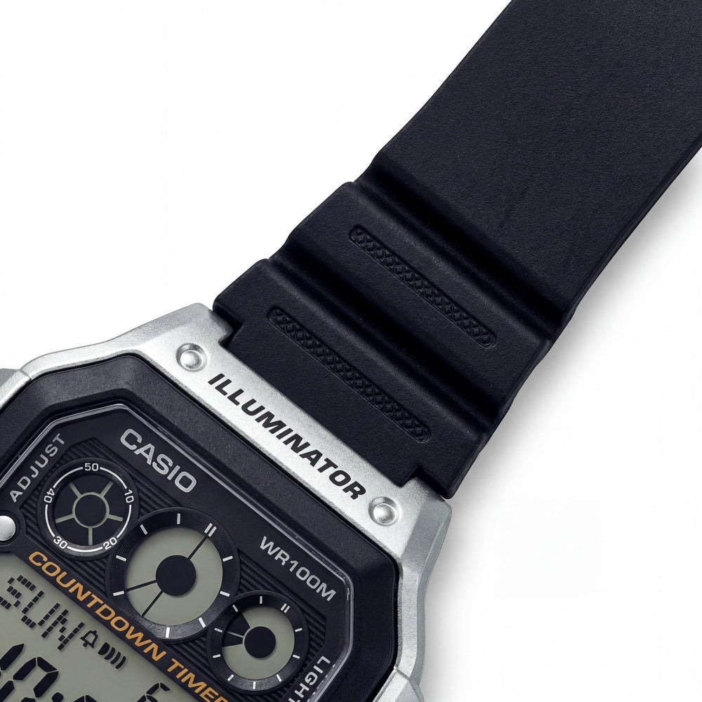Casio AE-1300WH Men's Watch — side view, 40mm case, digital display