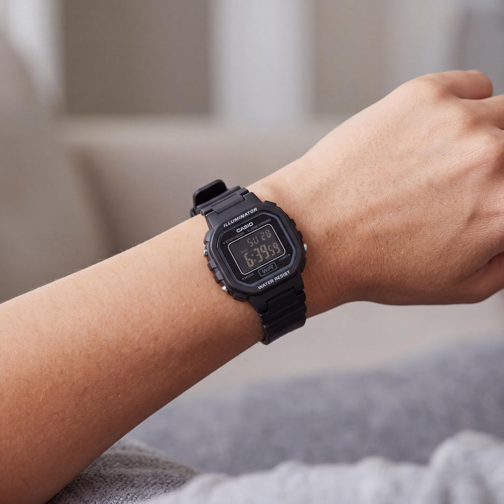 Casio LA20WH-1B Women's Watch — side view, Resin band