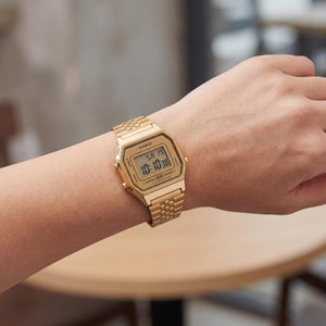 Casio LA680WGA-9DF Women's Watch — side view, Stainless Steel band